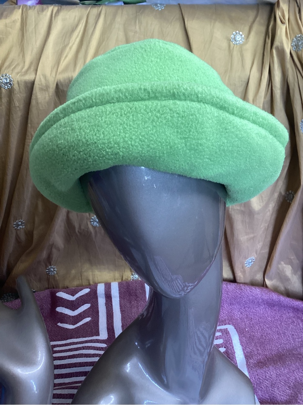 Vintage Plush Pastel Green Cloche Hat